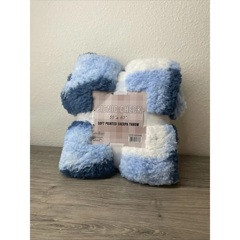 Checkered Picnic Throw Blankets, 50x60, Sherpa Fleece